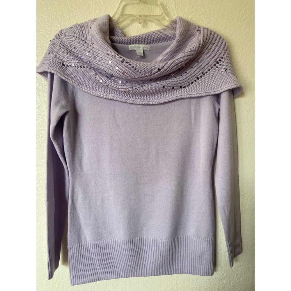 New York & Company cowl neck sequin embellished sweater
